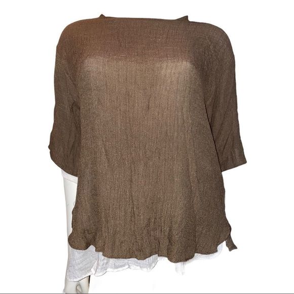Self Precious layered brown white casual top - Picture 1 of 8